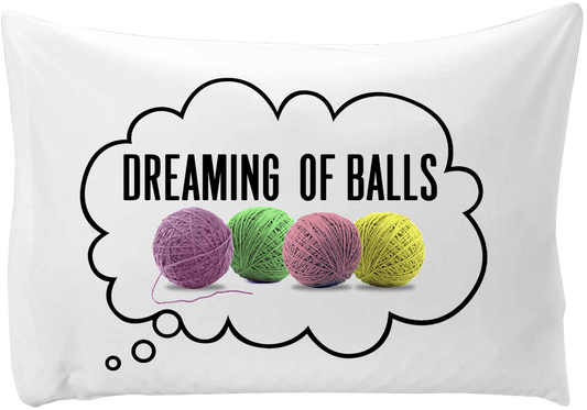 Dreaming of balls - hand printed pillow case
