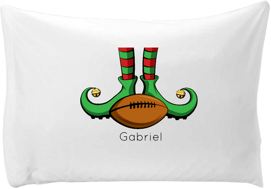 Elf with football pillow case - Personalize with your child's name!
