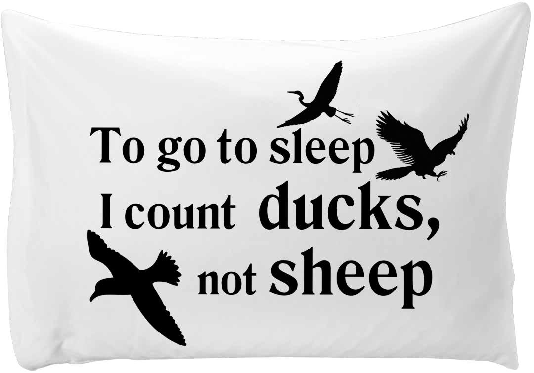 To go to sleep I count ducks, not sheep - hand printed pillow case