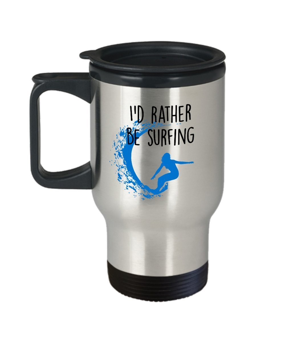 I’d Rather Be Surfing Travel Mug - Funny Tea Hot Cocoa Coffee Insulated Tumbler - Novelty Birthday Christmas Anniversary Gag Gifts Idea