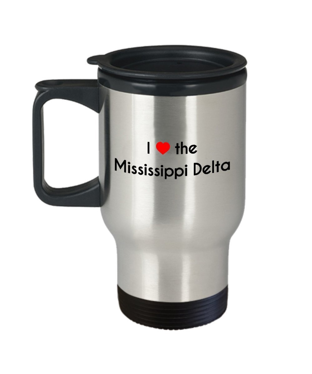 I Love the Mississippi Delta Coffee Travel Mug - Funny Tea Hot Cocoa Coffee - Novelty Birthday Christmas Gag Gifts Idea