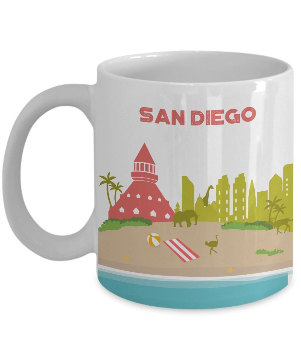 San Diego Reisebecher – Lustige Teetasse für heiße Kakao-Kaffeetasse – Neuheit Geburtstag Weihnachten Jahrestag Gag Geschenkidee