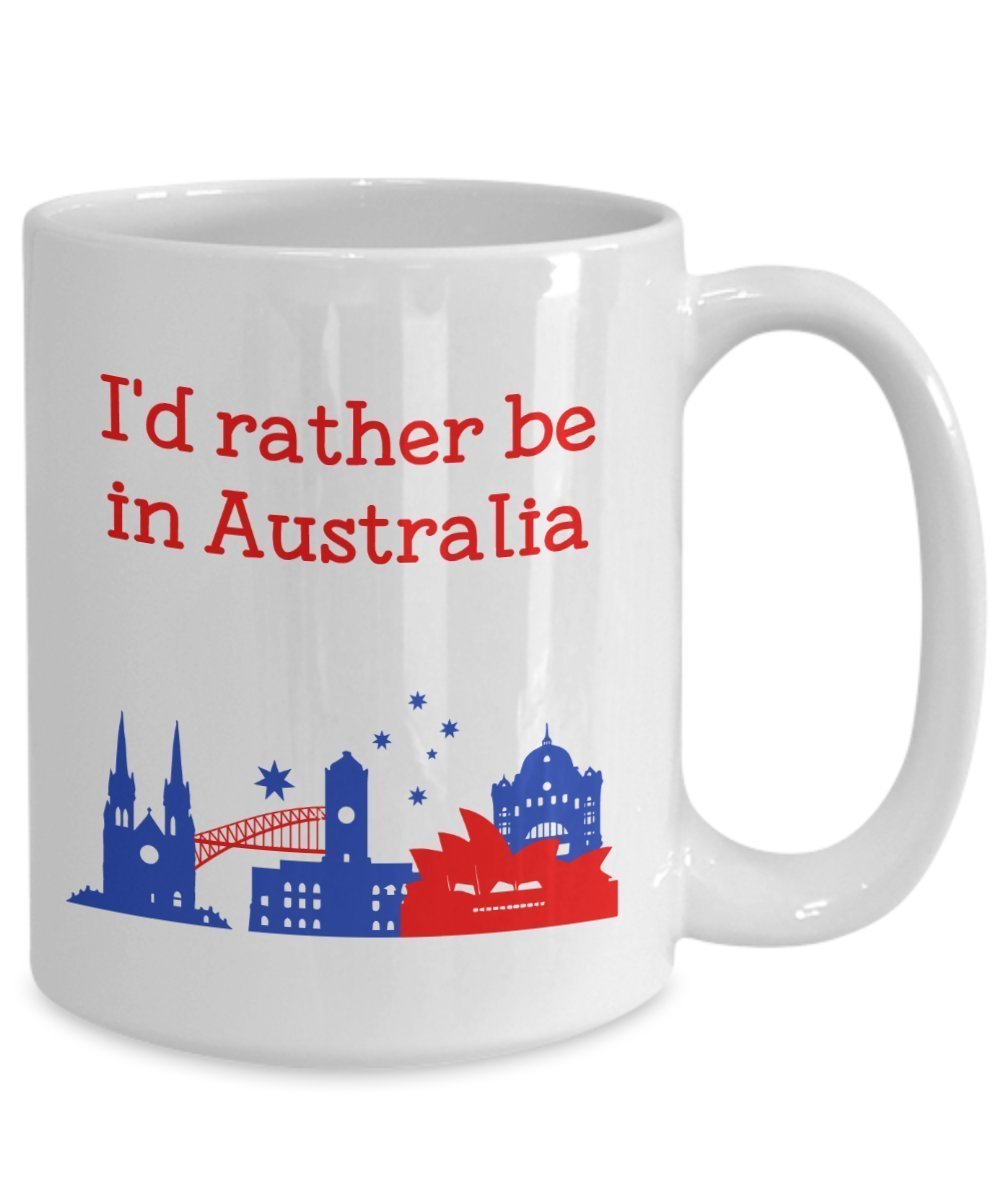 Tasse mit Aufschrift"I'd Rather Be in Australia" – Lustige Teetasse für heiße Kakao-Kaffeetasse – Neuheit Geburtstag Weihnachten Jahrestag Gag Geschenkidee