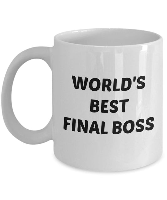 Worlds Best Final Boss Mug - Gift for Boss - Funny Tea Hot Cocoa Coffee Cup - Novelty Birthday Christmas Gag Gifts Idea