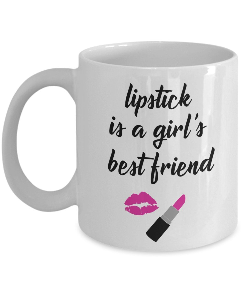 Coffee Mug Lipstick is A Girls Best Friend - Funny Tea Hot Cocoa Cup - Novelty Birthday Christmas Anniversary Gag Gifts Idea