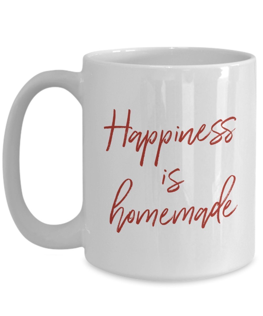Happiness is Homemade Mug - Funny Tea Hot Cocoa Coffee Cup - Novelty Birthday Christmas Anniversary Gag Gifts Idea