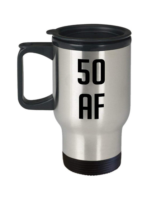 50 AF – Tazza da viaggio Funny Tea Hot Cocoa caffè isolato tumbler – Novità idea regalo per cinquantesimo compleanno