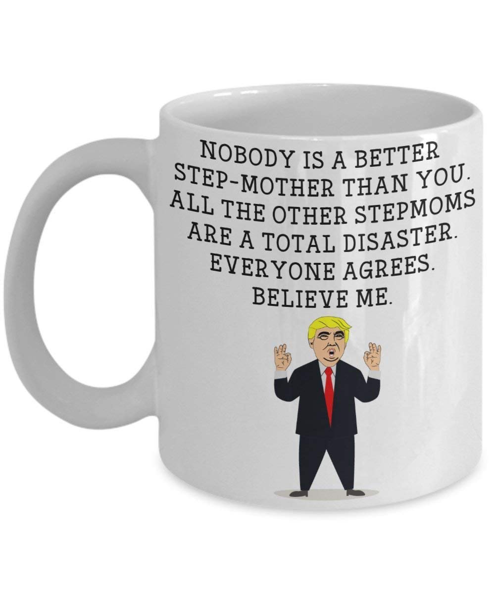 Funny Stiefmutter Trump Head Becher – Donald Trump Kaffeetasse – Neuheit Geschenkidee Seite an Seite Gag Idee Präsident