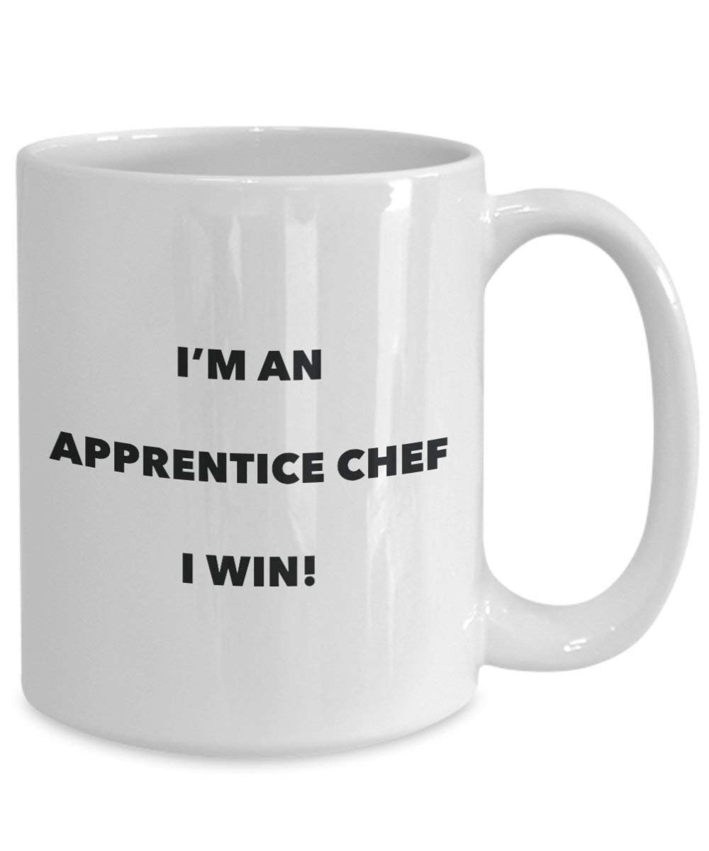 Kaffeebecher"Apprentice Chef I win!" Lustige Kaffeetasse – Neuheit Geburtstag Weihnachten Gag Geschenk Idee 15oz weiß