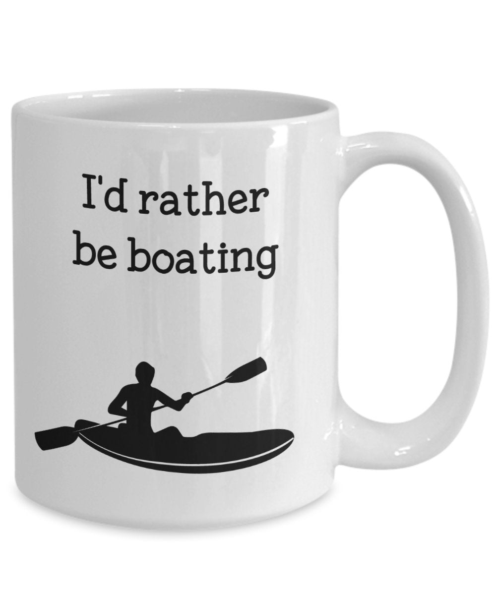 I'd Rather Be Boating Mug - Funny Tea Hot Cocoa Coffee Cup - Novelty Birthday Christmas Anniversary Gag Gifts Idea