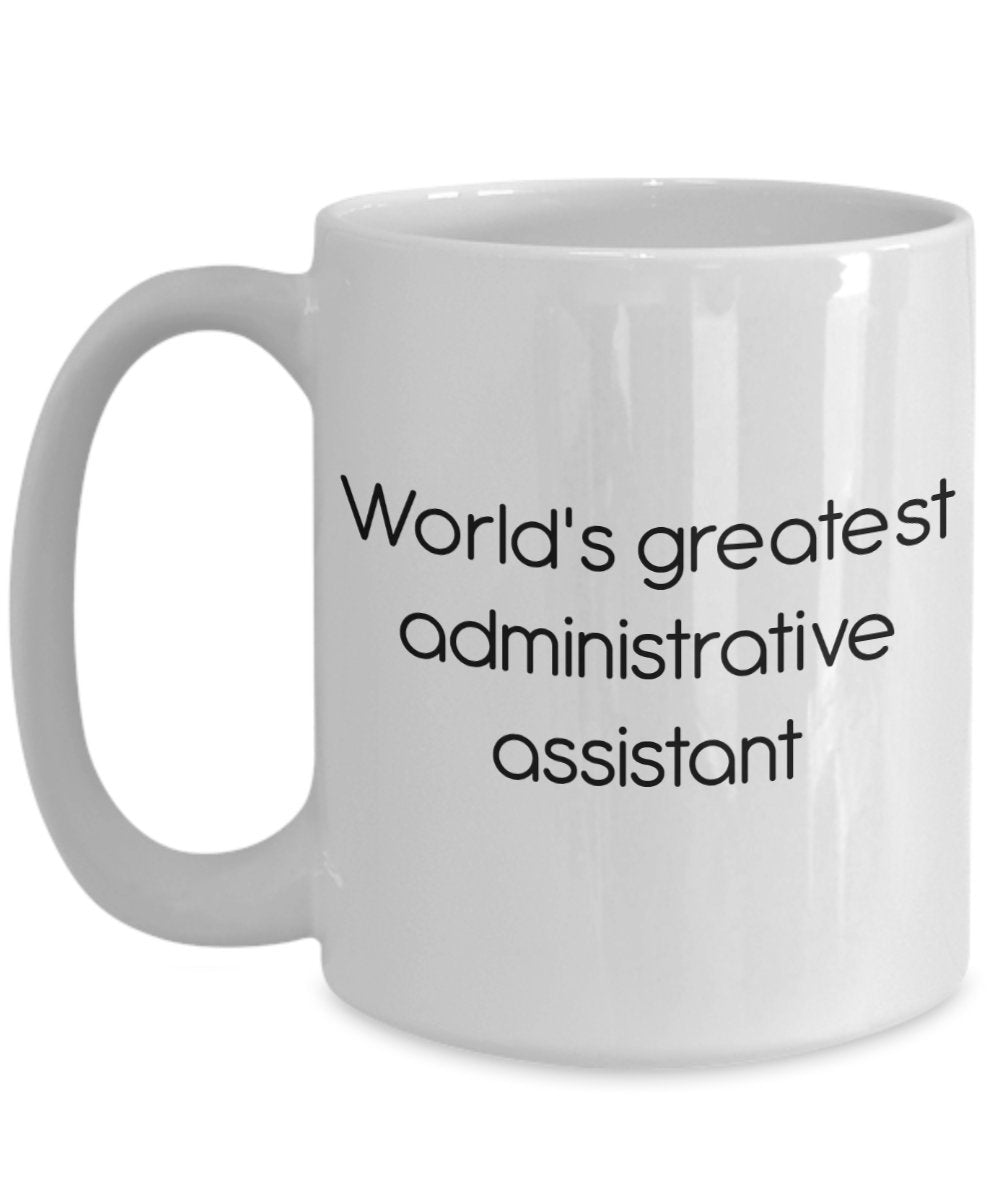 Tasse, Aufschrift"World's Greatest Administration Assistent", lustige Teetasse, Kakao, Kaffeetasse, Geburtstag, Weihnachten, Geschenkidee