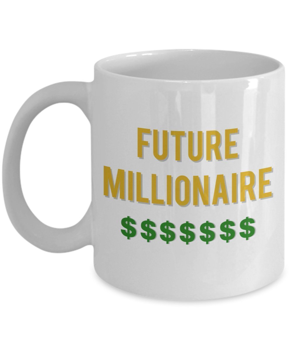 Tasse mit englischer Aufschrift"Future Millionaire", lustige Teetasse, Kakao, Kaffeetasse – Neuheit Geburtstag Weihnachten Jahrestag Gag Geschenk Idee