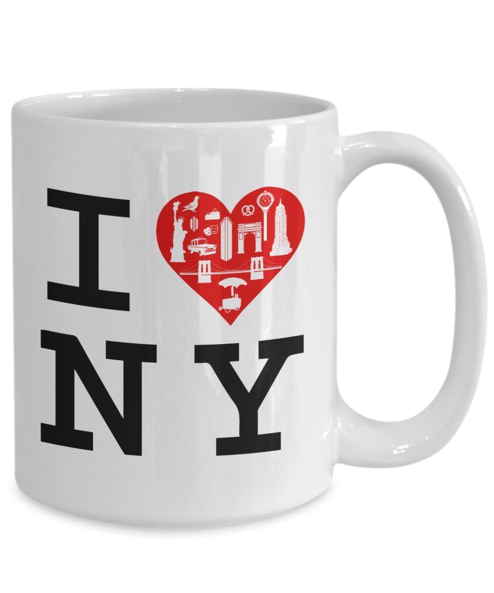 I Love NY Kaffeetasse – New York Love Mugs – Lustige Teetasse für heiße Kakao – Neuheit Geburtstag Weihnachten Gag Geschenk Idee