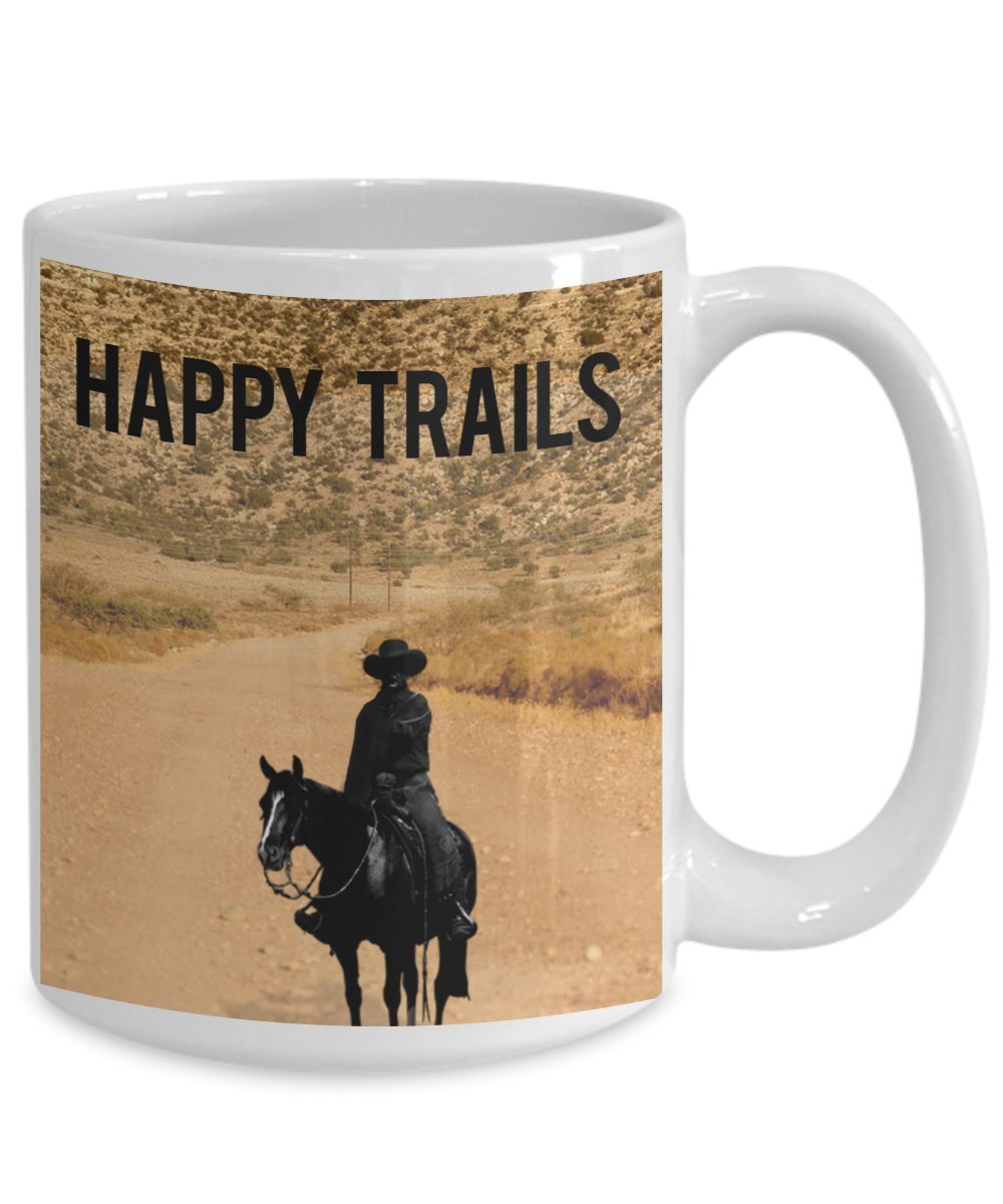 Happy Trails Tasse – Lustige Teetasse für heiße Kakao, Kaffeetasse – Neuheit Geburtstag Weihnachten Jahrestag Gag Geschenkidee