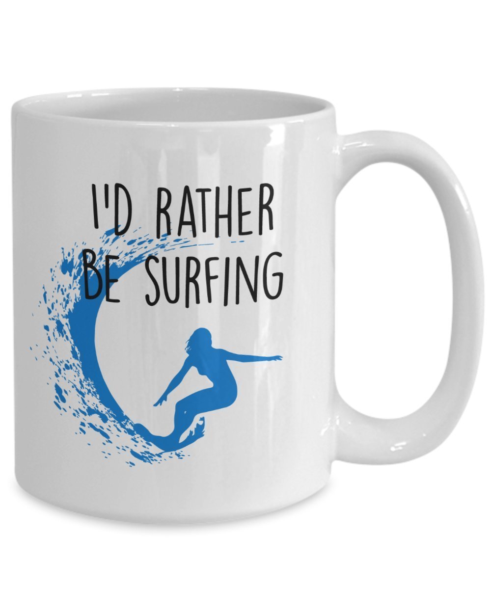 I’d Rather Be Surfing Mug - Funny Tea Hot Cocoa Coffee Cup - Novelty Birthday Christmas Anniversary Gag Gifts Idea