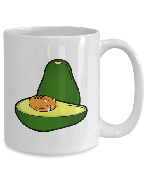 Avocado Pun Mug - Avo-Cat-O - Funny Tea Hot Cocoa Coffee Cup - Novelty Birthday Christmas Gag Gifts Idea