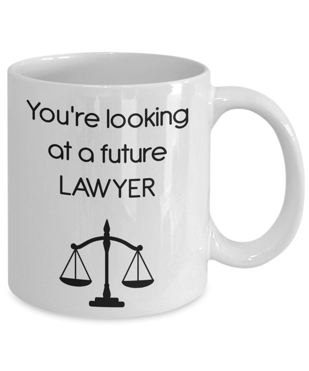 Kaffeebecher mit englischer Aufschrift"Future Lawyer", lustige Teetasse mit Aufschrift"You're looking at a Future Lawyer"