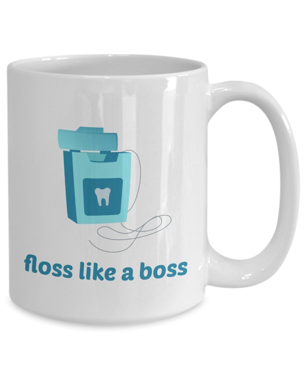 Floss Like A Boss Mug - Funny Tea Hot Cocoa Coffee Cup - Novelty Birthday Christmas Gag Gifts Idea