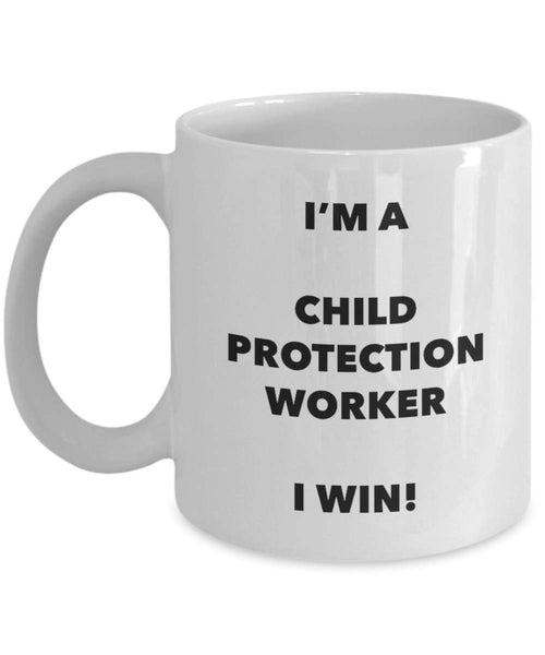 Tazza da lavoro con protezione per bambini – I'm a Child Protection Worker I win! Divertente tazza da caffè, idea regalo per compleanno o Natale. 11oz Infradito colorati estivi, con finte perline
