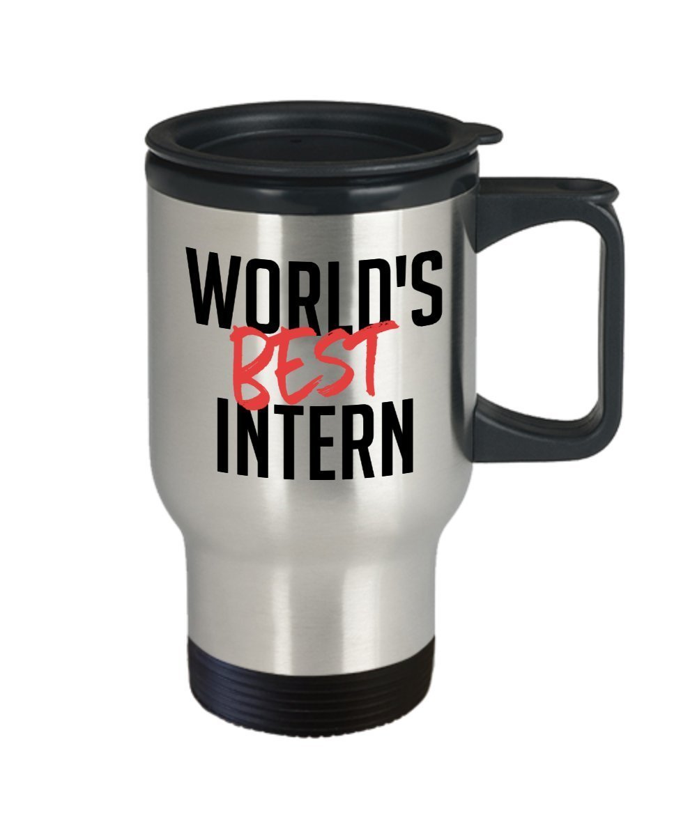 World’s Best Intern Travel Mug- Funny Insulated Tumbler - Novelty Birthday Christmas Anniversary Gag Gifts Idea