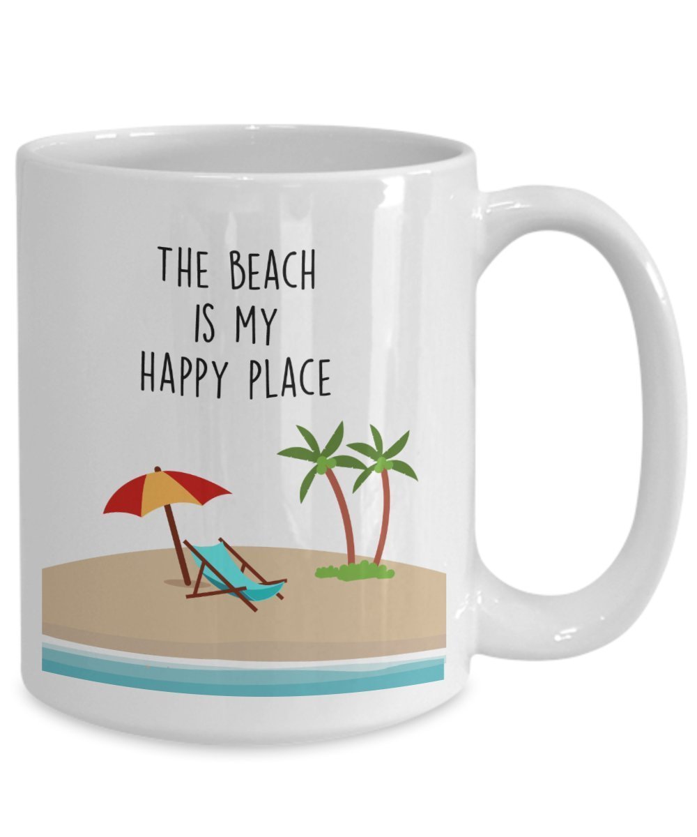 The beach is my happy place mug – divertente tazza da tè caldo cacao – novità compleanno Natale anniversario Gag idea regalo 11oz Infradito colorati estivi, con finte perline