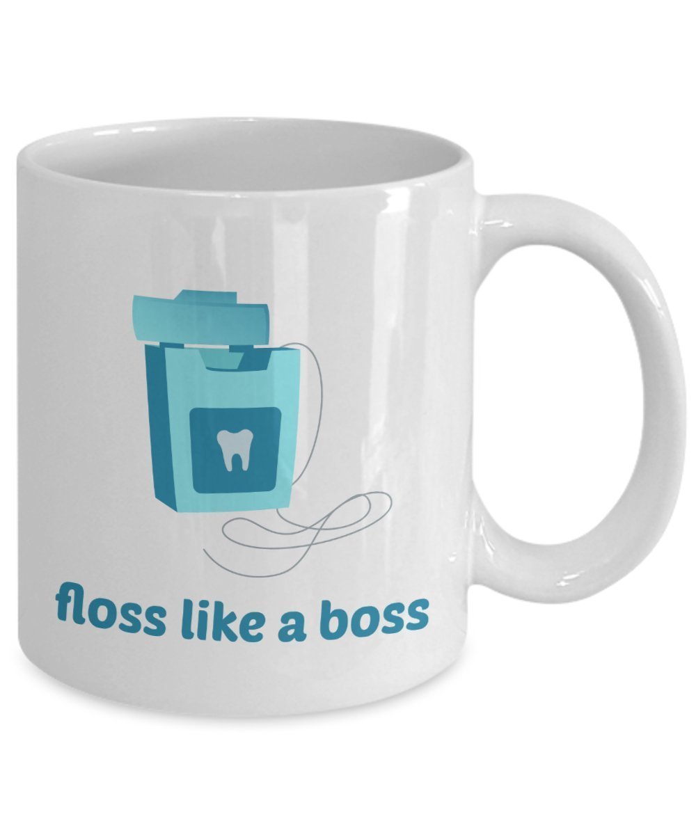 Floss Like A Boss Mug - Funny Tea Hot Cocoa Coffee Cup - Novelty Birthday Christmas Gag Gifts Idea