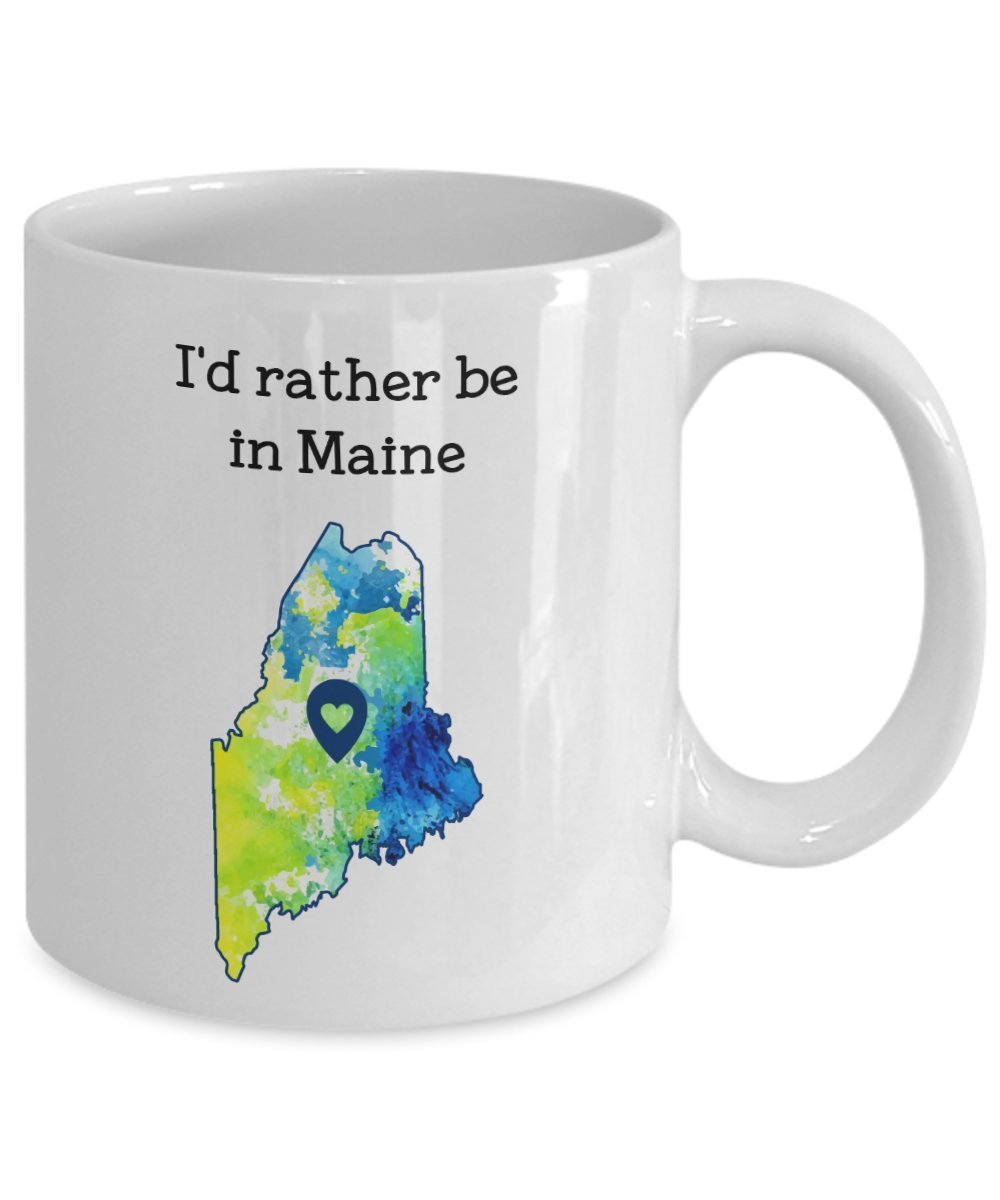 Tazza divertente con scritta “I'd Rather Be in Maine” (lingua italiana non garantita) 11oz Infradito colorati estivi, con finte perline