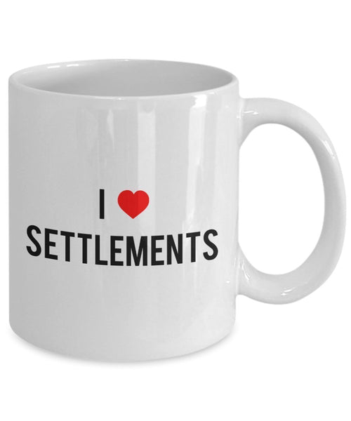 I Love Settlements Mugs - Funny Tea Hot Cocoa Coffee Cup - Novelty Birthday Gift Idea