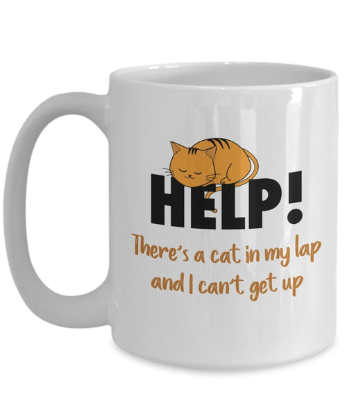 Cat Coffee Mug - Theres a cat in my lap, funnyy cat mug - Funny Tea Hot Cocoa Coffee Cup - Novelty Birthday Gift Idea