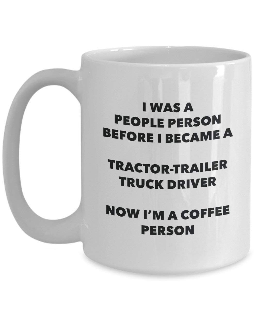 Tractor-trailer chauffeur de camion personne à café Mug Tasse à thé de cacao – rigolo – Anniversaire de Noël amateur de café mignon Gag Gifts Idée 15oz blanc