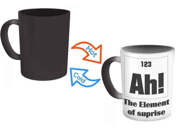 Suprise Mug- Ah! The Element of Suprise - Color Changing Mug - Heat Changing Coffee Mug- 11 Oz Mug by SpreadPassion