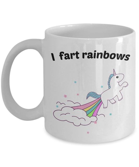 Einhorn Farting Tasse – I FART rainbows- Funny Tee Hot Cocoa Kaffeetasse – Neuheit Geburtstag Geschenkidee