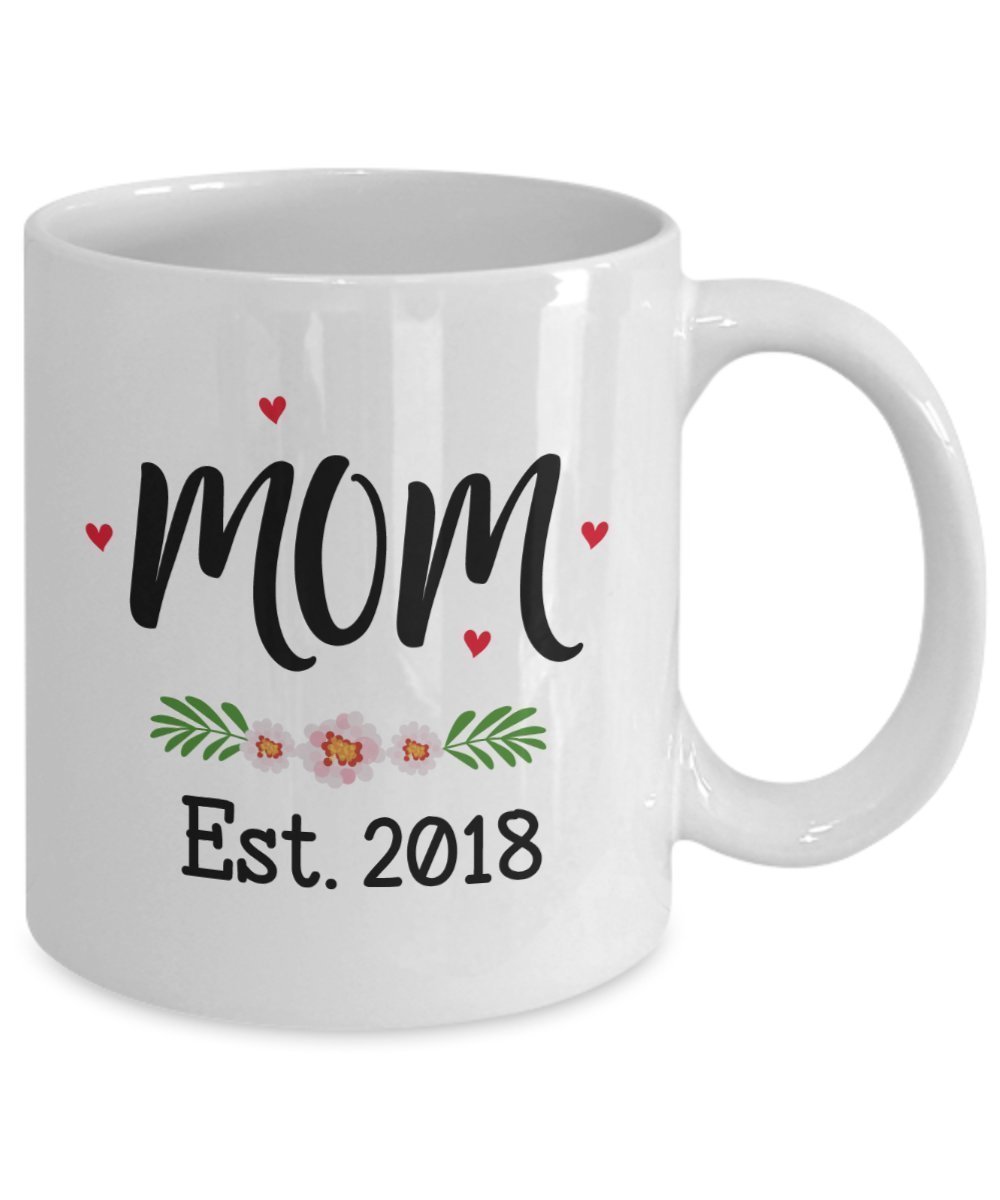 Mutter Est. Tasse für 2018 – Schwangerschaft Ankündigung Geschenk – Future Moms Becher – Lustige Tee, heiße Kakao, Kaffeetasse – Neuheit Geburtstag Weihnachten Jahrestag Gag Geschenke