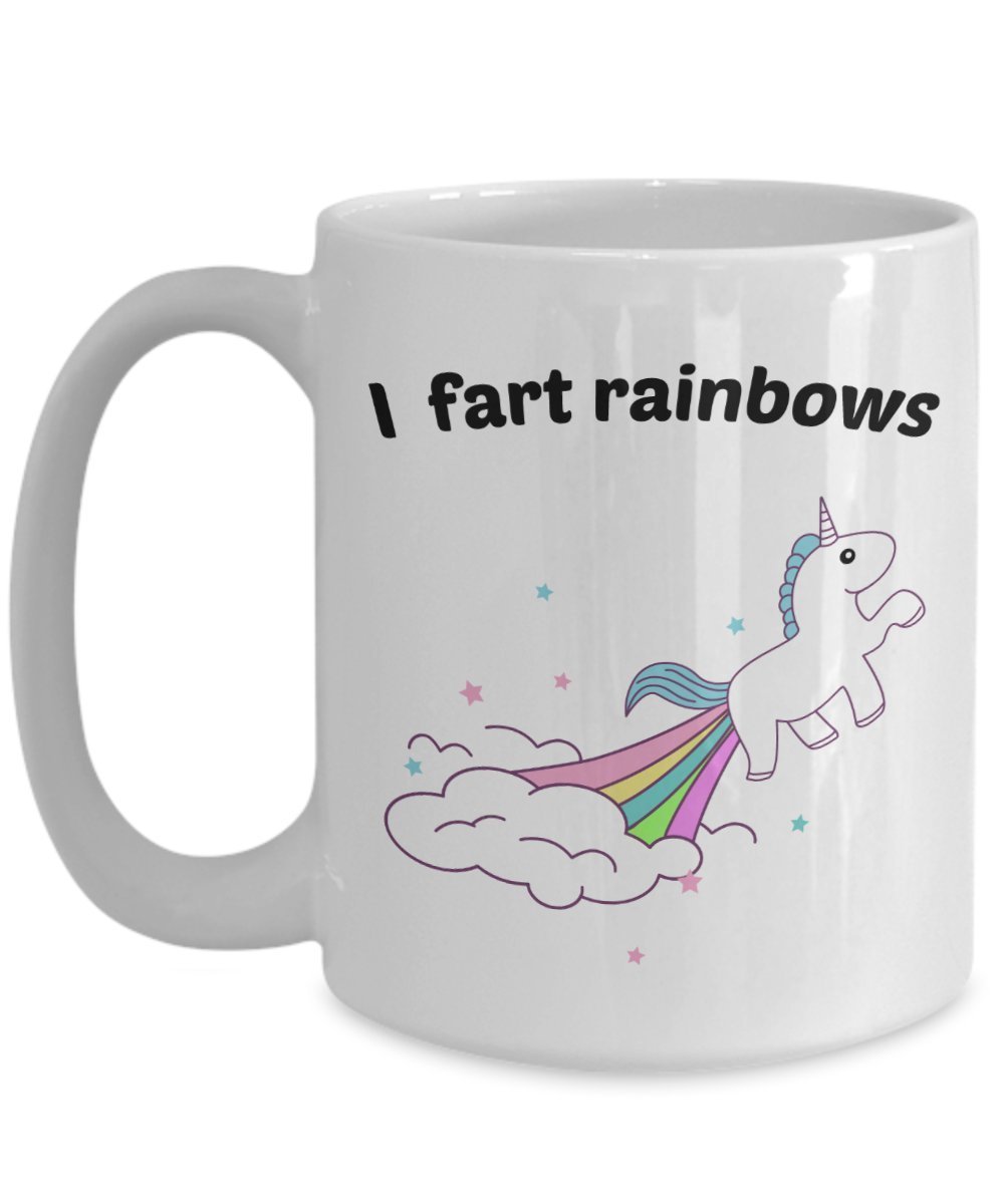 Einhorn Farting Tasse – I FART rainbows- Funny Tee Hot Cocoa Kaffeetasse – Neuheit Geburtstag Geschenkidee