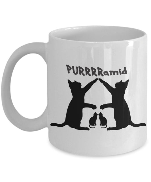 Funny Kitten Mug - Purrrramid Coffee Mug- Cat lover Gifts - Unique Ceramic Gift Idea