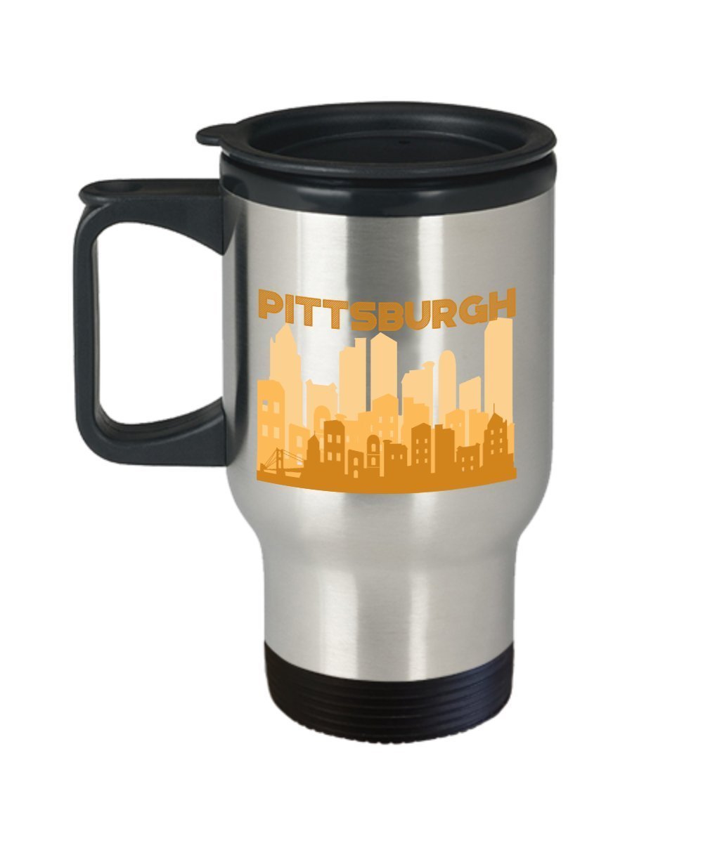 Pittsburgh City Coffee Travel Mug - Funny Tea Hot Cocoa Insulated Tumbler - Novelty Birthday Christmas Anniversary Gag Gifts Idea