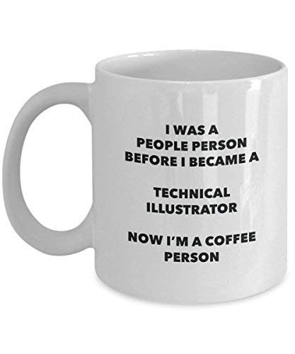 technique Illustrator personne à café Mug Tasse à thé de cacao – rigolo – Anniversaire de Noël amateur de café mignon Gag Gifts Idée 15oz blanc