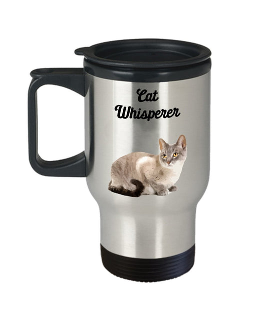 Cat Whisperer Travel Mug - Cat Whisperer Coffee Mug - Funny Tea Hot Cocoa Coffee Insulated Tumbler Cup - Novelty Birthday Christmas Gag Gifts Idea