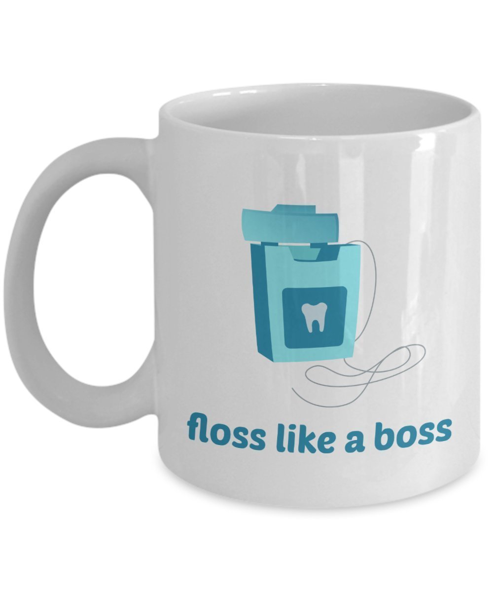 Floss Like A Boss Mug - Funny Tea Hot Cocoa Coffee Cup - Novelty Birthday Christmas Gag Gifts Idea