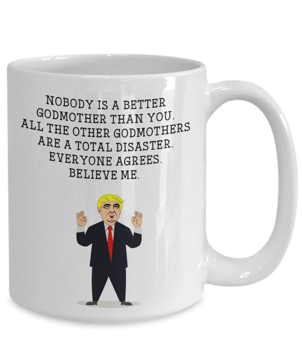 Funny Godmother Trump Head Mug - Donald Trump Coffee Cup - Novelty Gift Idea godmother Gag Idea President