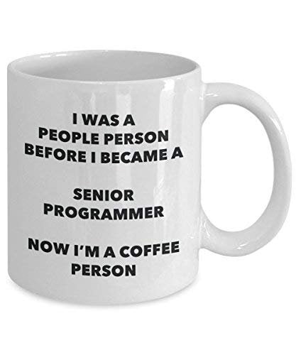 Senior Programmer Coffee Person Mug - Funny Tea Cocoa Cup - Birthday Christmas Coffee Lover Cute Gag Gifts Idea