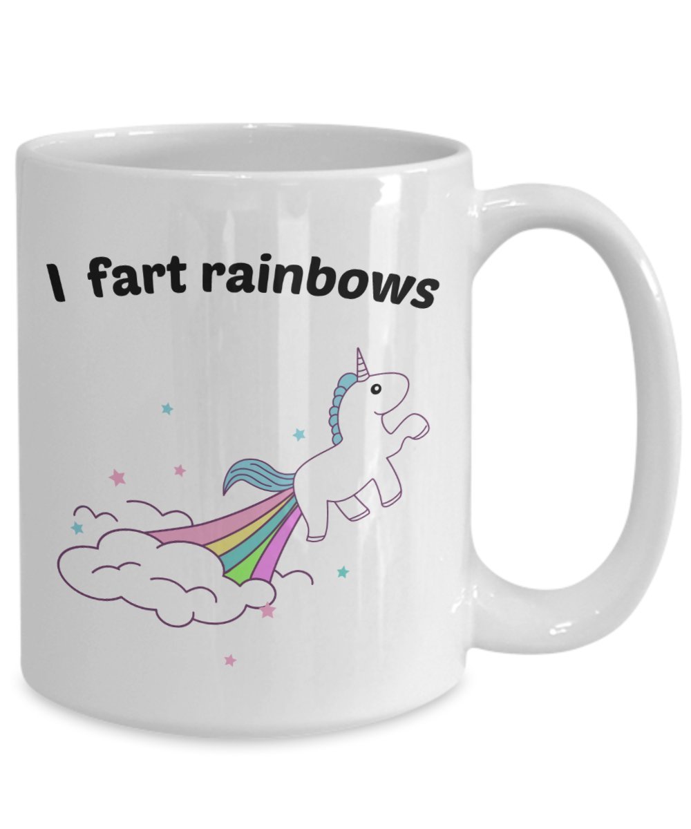 Einhorn Farting Tasse – I FART rainbows- Funny Tee Hot Cocoa Kaffeetasse – Neuheit Geburtstag Geschenkidee