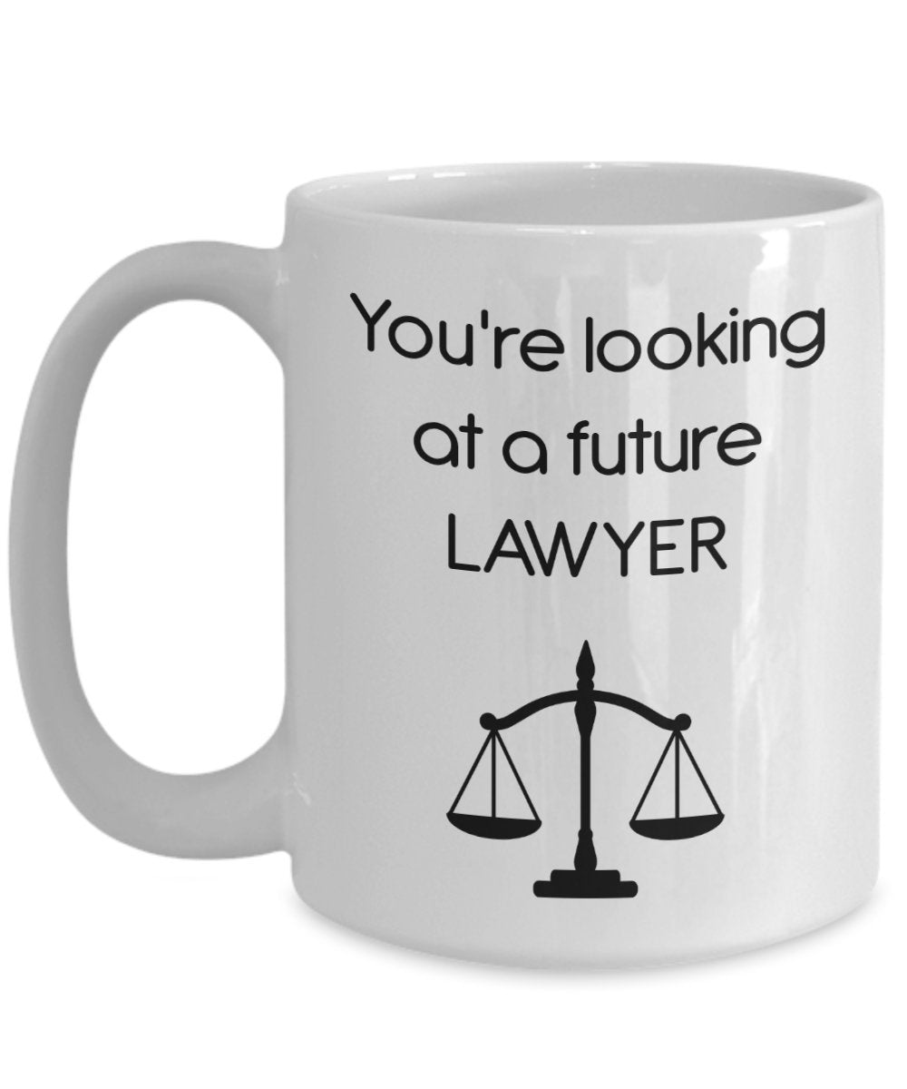 Kaffeebecher mit englischer Aufschrift"Future Lawyer", lustige Teetasse mit Aufschrift"You're looking at a Future Lawyer"