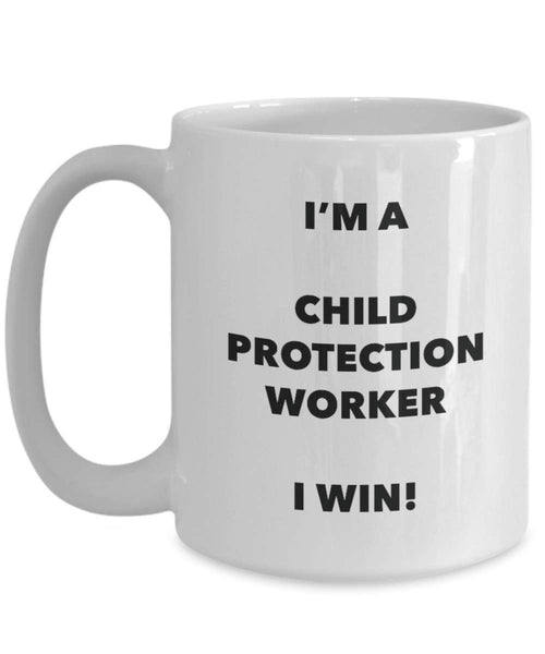 Tazza da lavoro con protezione per bambini – I'm a Child Protection Worker I win! Divertente tazza da caffè, idea regalo per compleanno o Natale. 11oz Infradito colorati estivi, con finte perline