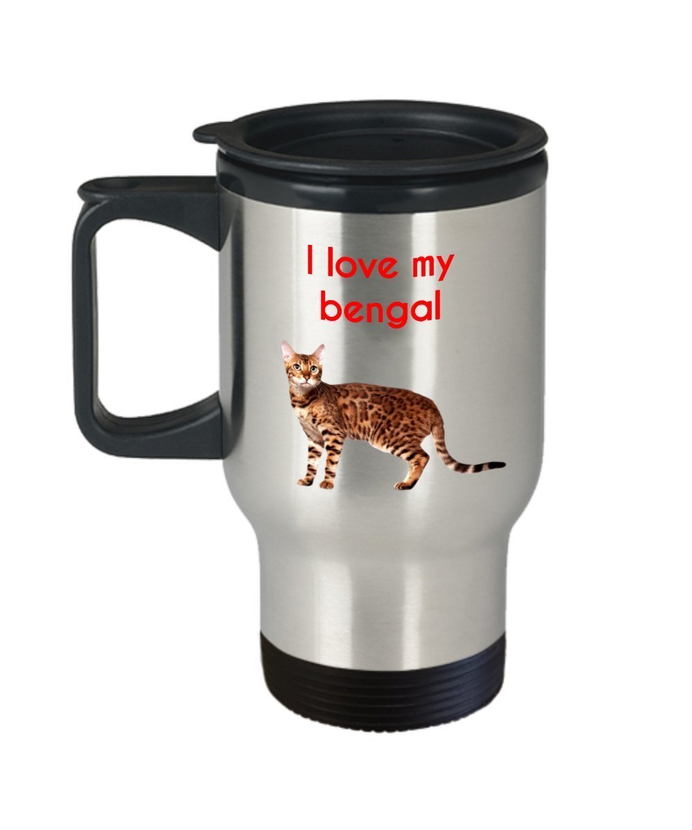 Bengal Cat Travel Mug - Funny Coffee Insulated Tumbler - Novelty Birthday Christmas Anniversary Gag Gifts Idea