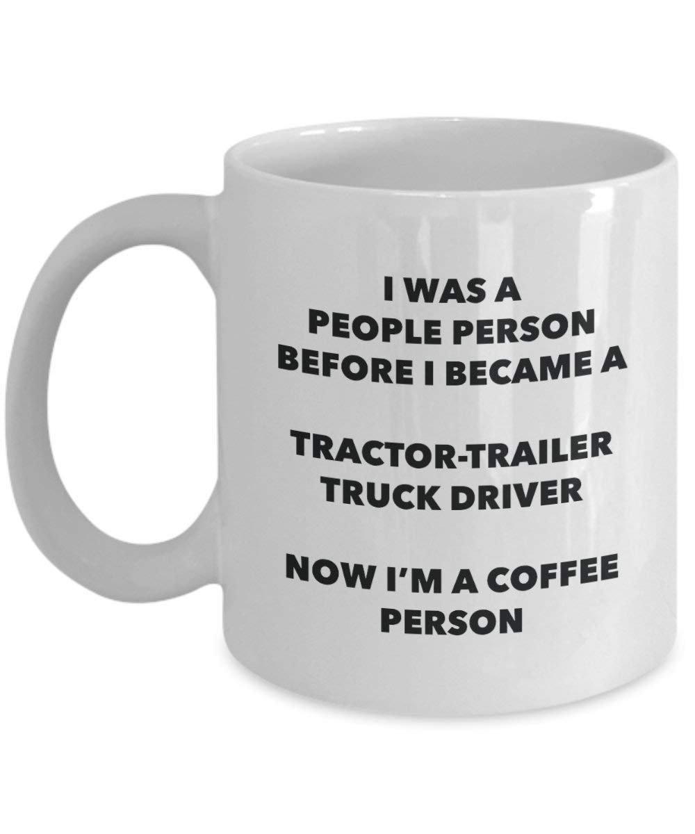 Tractor-trailer chauffeur de camion personne à café Mug Tasse à thé de cacao – rigolo – Anniversaire de Noël amateur de café mignon Gag Gifts Idée 15oz blanc
