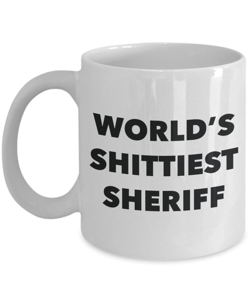 Sheriff Kaffeetasse – World's Shittiest Sheriff – Geschenke für Sheriff – lustige Geschenkidee zum Geburtstag – kann in Geschenktüten-Korb Box S