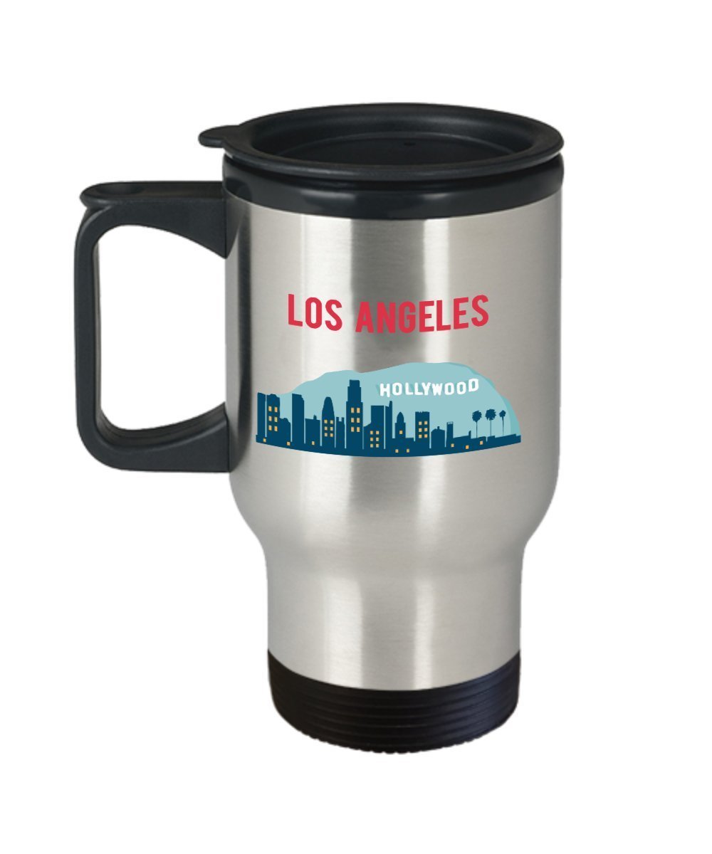 Los Angeles Travel Mug- Funny Tea Hot Cocoa Coffee Insulated Tumbler Cup - Novelty Birthday Christmas Anniversary Gag Gifts Idea