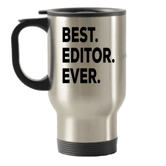 Editor Travel Mug - Best Editor Ever Travel Insulated Tumblers - Editor Gifts - Video Audio Film 1 Audio Newspaper Visual Book - Editor In Chief - Funny Gag Gift - Tea Hot Chocolate Cocoa