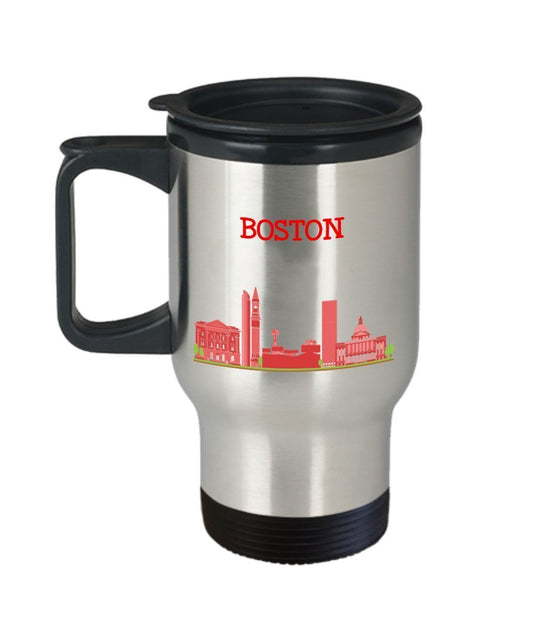 Boston City Travel Mug - Funny Tea Hot Cocoa Insulated Tumbler - Novelty Birthday Christmas Anniversary Gag Gifts Idea